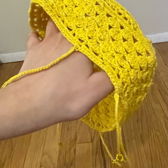 Handmade Dandelion Yellow Crochet Cap, All Size - Picture 2 of 4